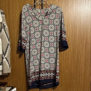 Freeway Navy and Pink Geometric Dress